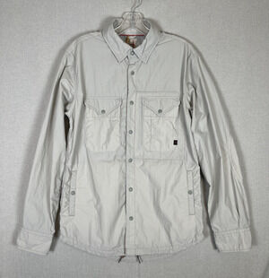 Mens Size Small Relwen Windbreak CPO Nylon Shirt Jacket Light Gray Shacket NEW